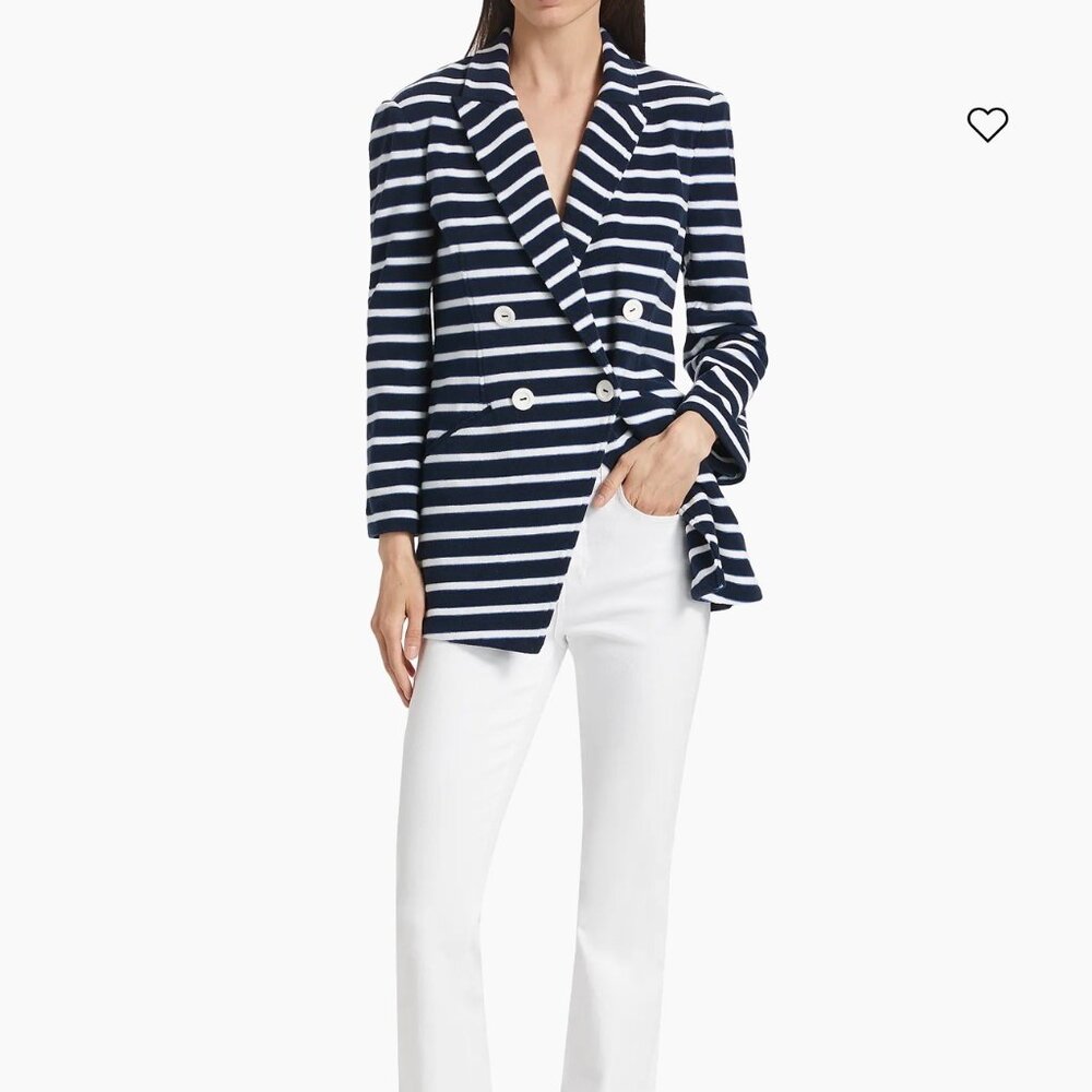 Veronica Beard Ortiz Blue & White Terrycloth Blazer Size 4 (Sample)